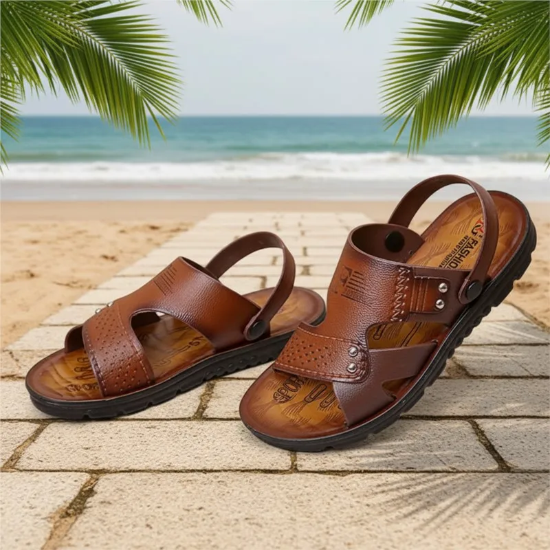 Summer Outdoor Men Beach Sandals Non Slip Breathable Lightweight Comfortable Casual Open Toe Slippers High Quality Male Footwear
