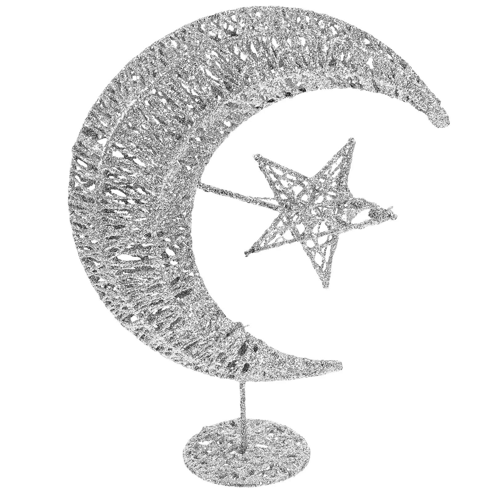 

Silver 20Cm Christmas Tree Topper Wrought Iron Glittering Star Moon Decoration Christmas Ornaments Tree Star Pendant Ornament