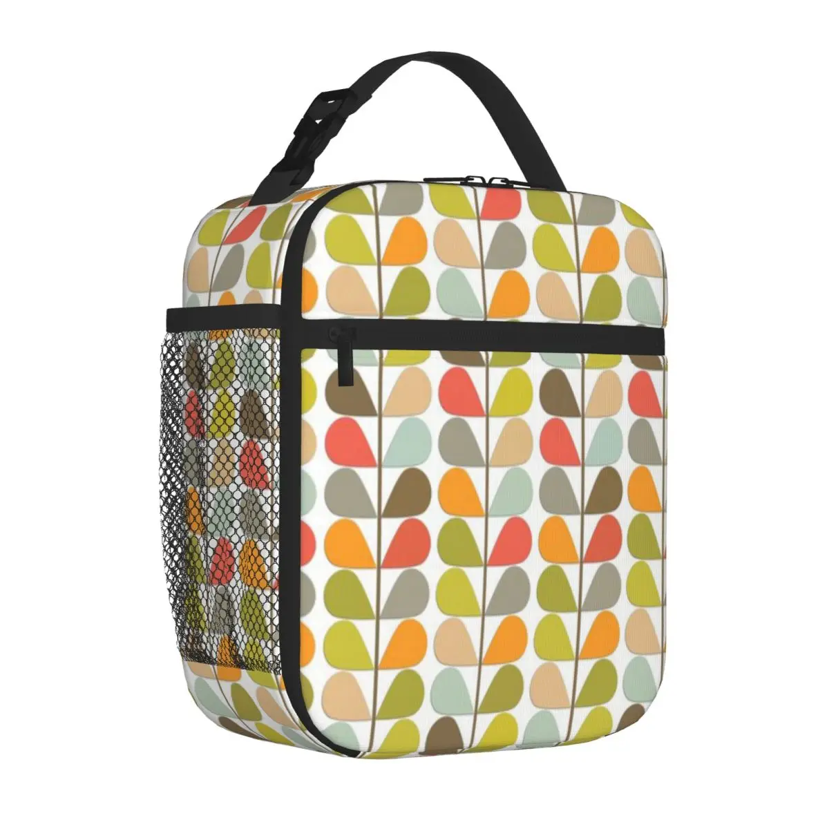Hot Sale Retro 60s Midcentury Modern Pattern Travel Style Lightweight Lunch Bag Countryside Trip Neoprene Lunch Bag