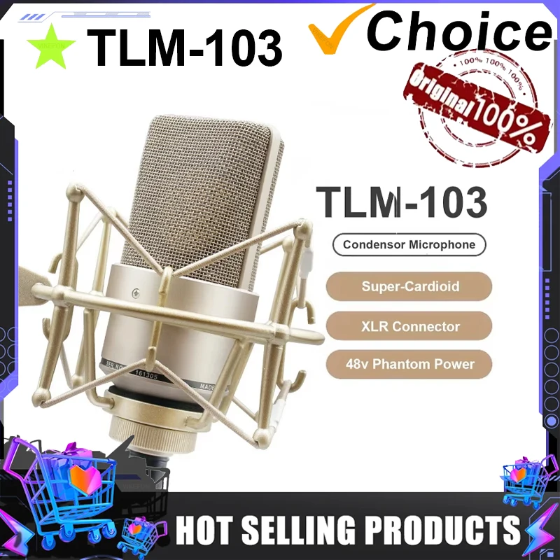 TLM-103 XLR Condenser Microphone Professional Cardioid Studio Mic for Recording Podcasting Voice Over Streaming Home Studio