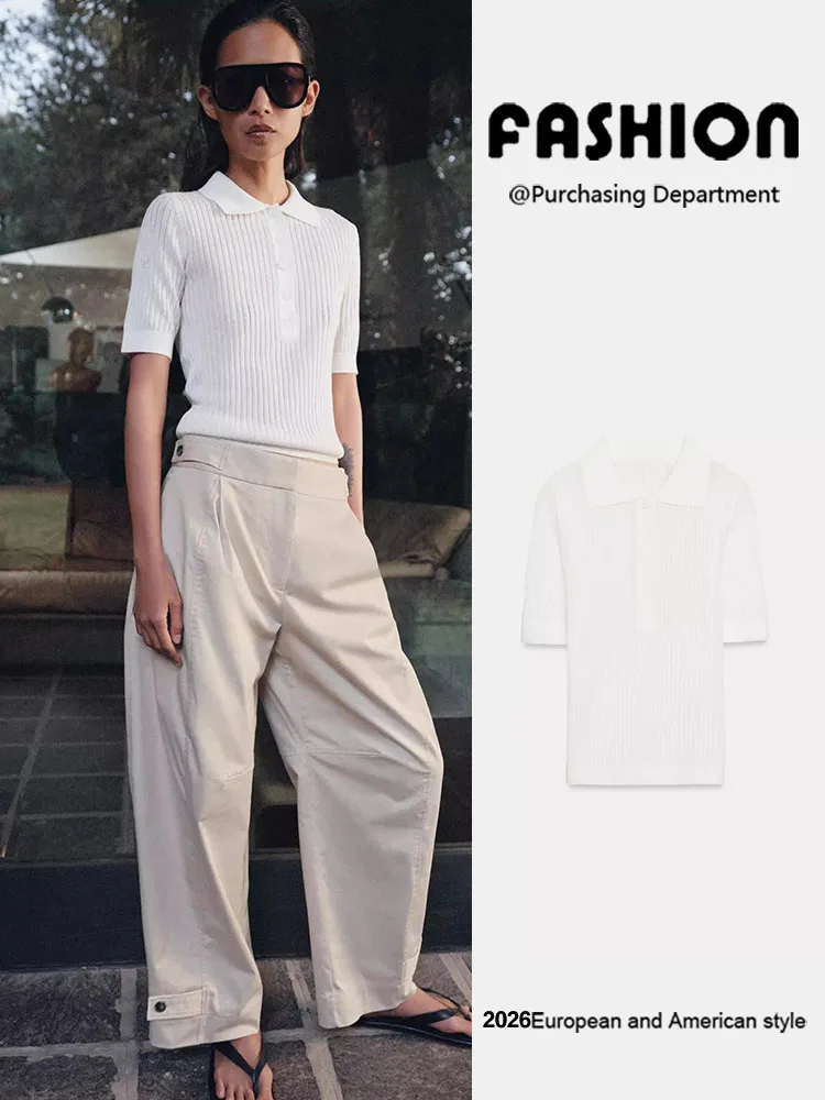 Women's New Summer Knitted Short Sleeve Casual Semi-Transparent  Shirt Versatile Comfortable European Style Fashion Outer...