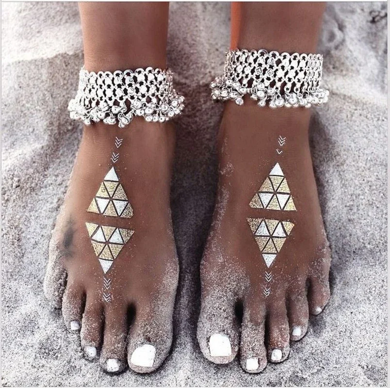 Bohemian Color Bells Indian Women's Anklet Foot Bracelet Barefoot Sandals Chain Strap Beach Accessories Jewelry For Women