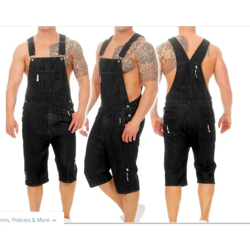 Neue Retro Herren Denim Hole Shorts einteilige Overalls Frühling und Herbst Overalls Overalls Shorts S-3XL