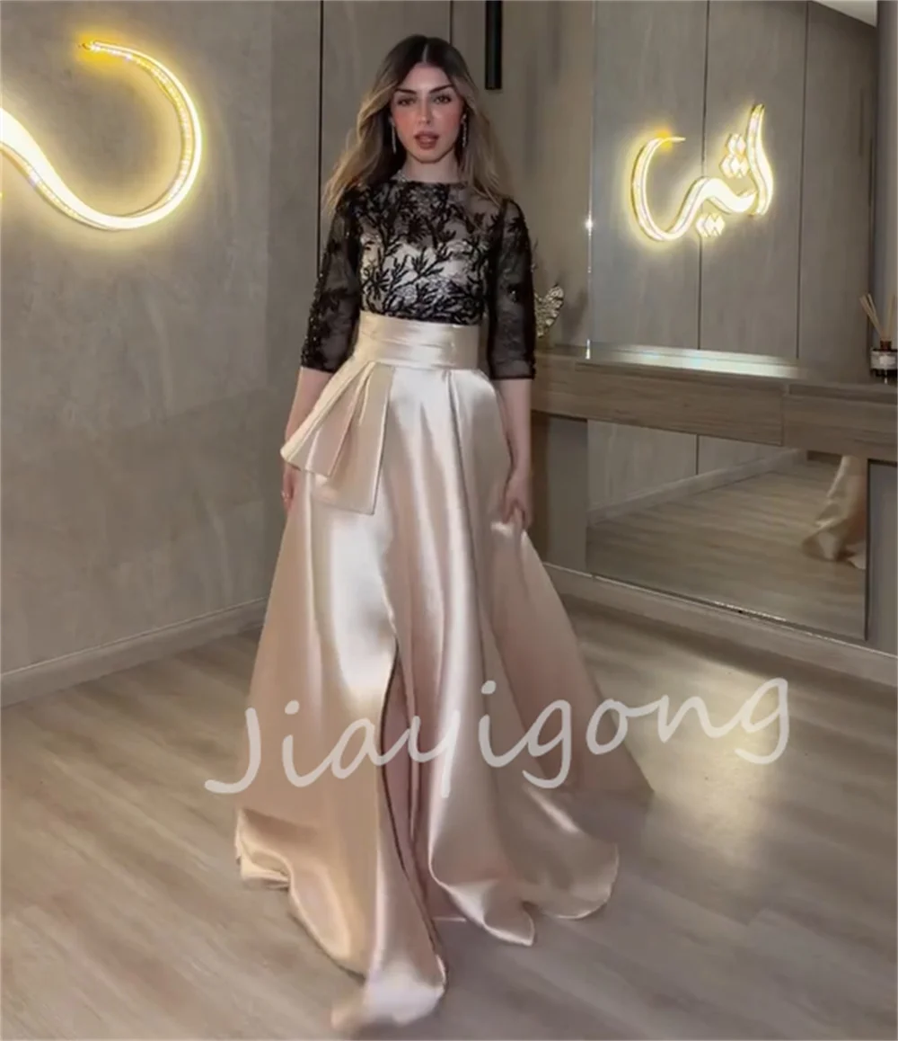 Customized Simple Charmeuse Pleat Sequined Pattern A-line O-Neck Long Party Evening Dresses Luxury 2026