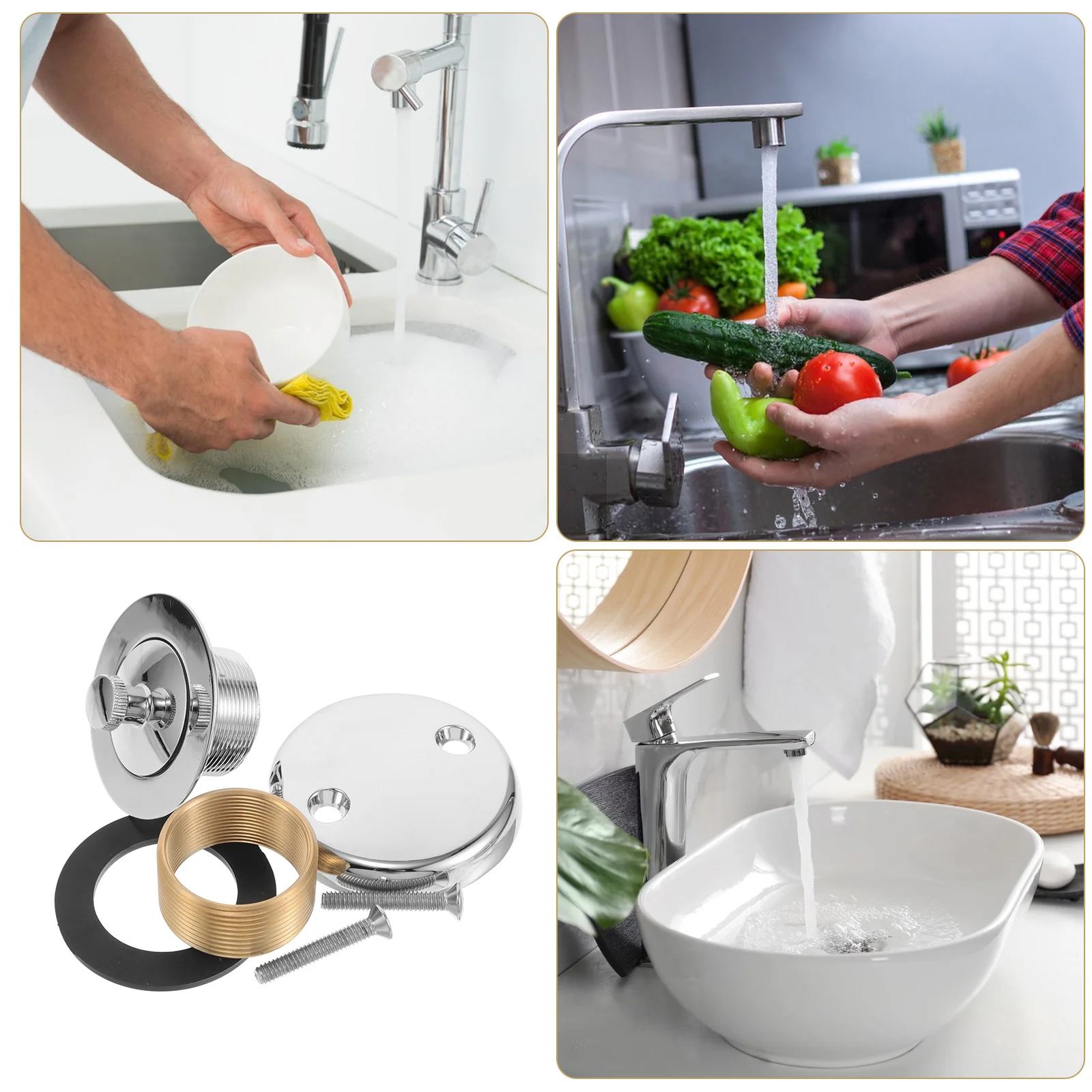 

1Set American Style Bathtub Drain Stopper Odor Prevention Smooth Drainage Durable Easy Install Universal Tub Drain Kit