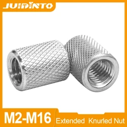 JUIDINTO-tuerca de acoplamiento redonda moleteada de 1-5 piezas, M3, M4, M5, M8, M10, M12, M14, M16, acero inoxidable, moleteado de cabeza plana cilíndrica extendida