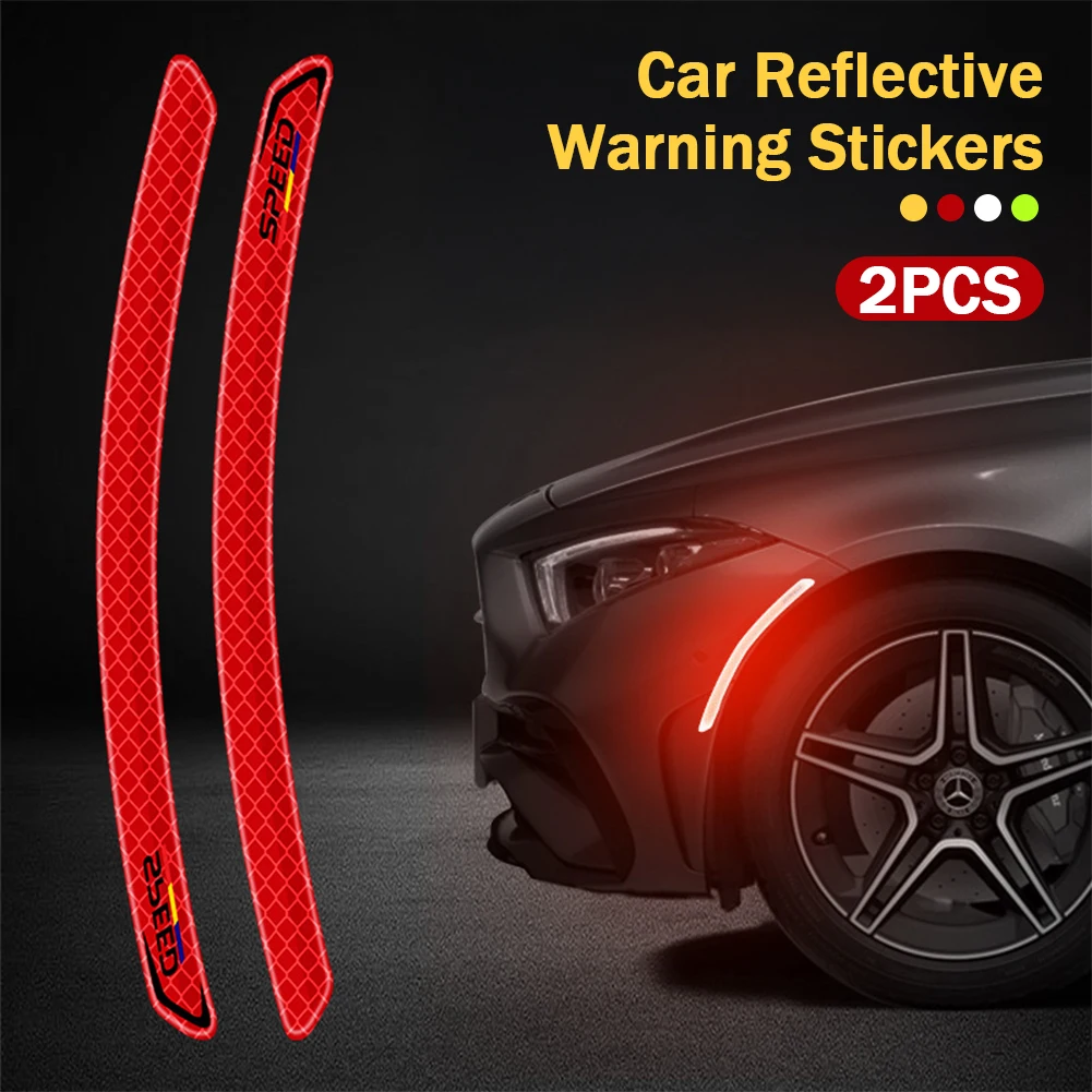 2Pcs 24.5cm Car Wheel Arches Safety Warning Sticker Automatic Reflective Sticker Marking Tape Reflective Strip