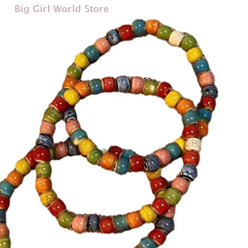 سوار فريد من نوعه مصنوع يدويًا من السيراميك الدوبامين، إكسسوارات عصرية ملونة، تصميم مرن هدية مجوهرات للرجال والنساء #1