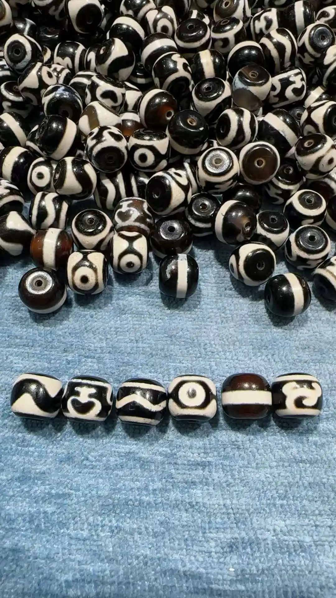 50pcs/lot 10*11mm Brazilian agate Water wave Tiger tooth Patterns Ji Powerful Amulet Collectible DIY Beads for Jewelry