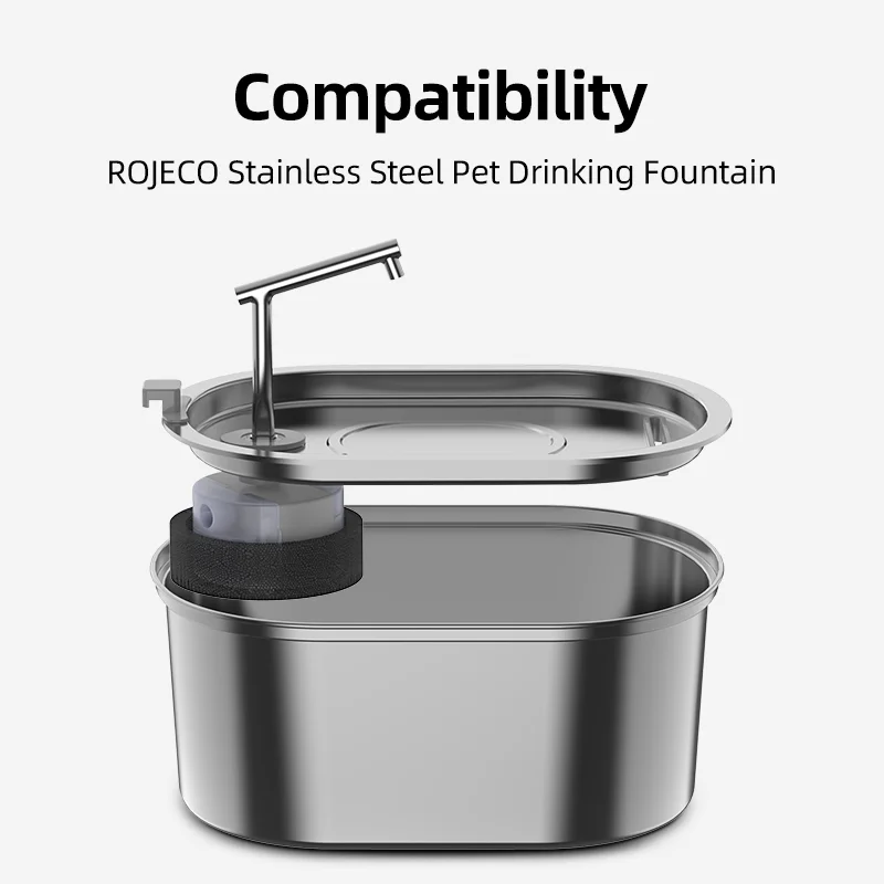 ROJECO Water Pump For Stainless Steel Cat Water Fountain Pet Drinking Fountain Water Pump For Cat Drinker Dispenser Replacement