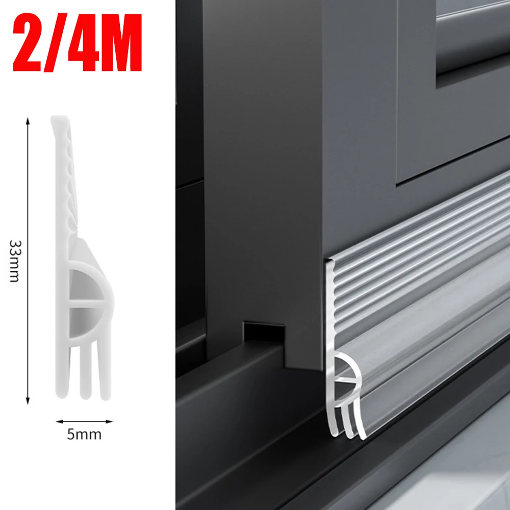 2-4M/Roll Sliding Window Weather Stripping TPE Flexible Cuttable Door Bottom Sealing Strip Self Adhesive Triple Soundproof Strip