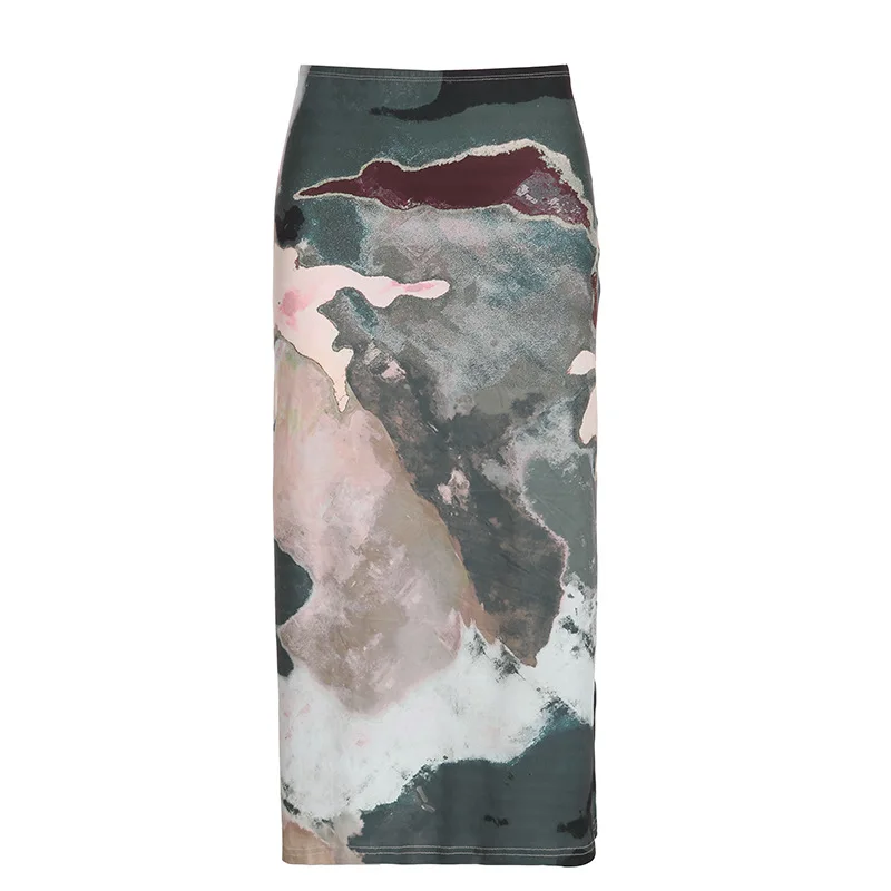 

Kpop Aesthetics Tie Dye Print Sweet Causal Women Skirts All Match Slim Grunge Skirt Sexy Chic Fashion Elegant Mujer Faldas