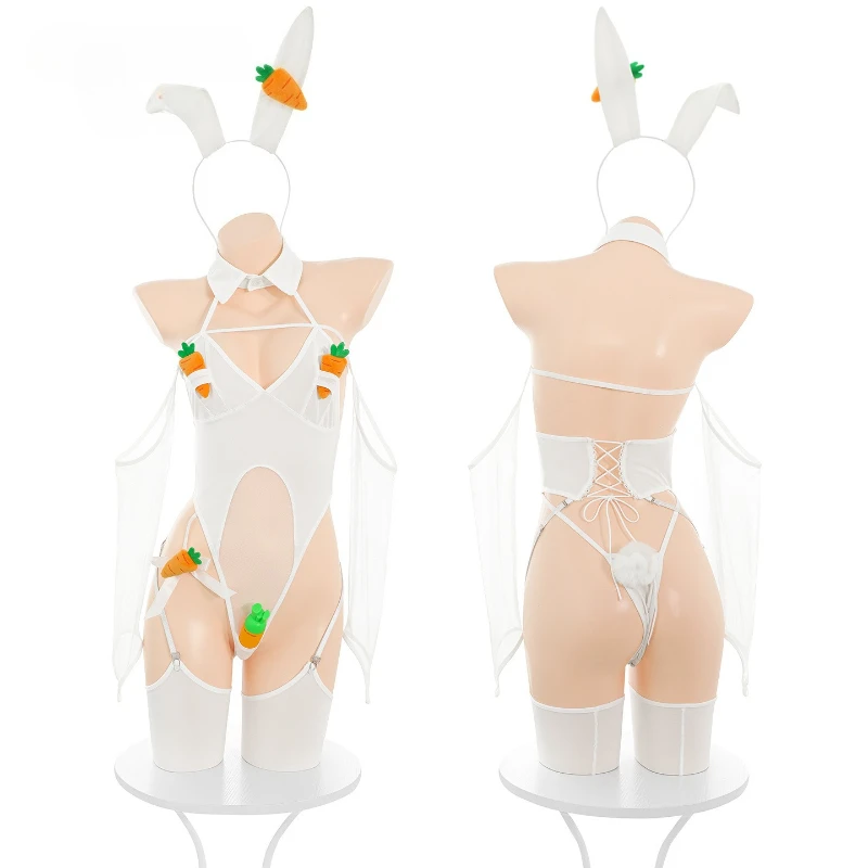 مثير فتاة أرنب تأثيري بذلة جوارب الأرنب الأذن أغطية الرأس مجموعة لعب الأدوار Kawaii أنيمي الملابس الداخلية عارية الذراعين ضمادة ارتداءها جديد