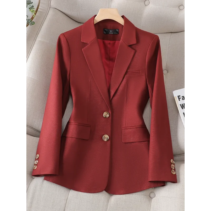 

Women Blazer Jacket Ladies Black Khaki Red Green 2024 New in Female Business Work Wear Formal Long Sleeve Autumn Winter Coat