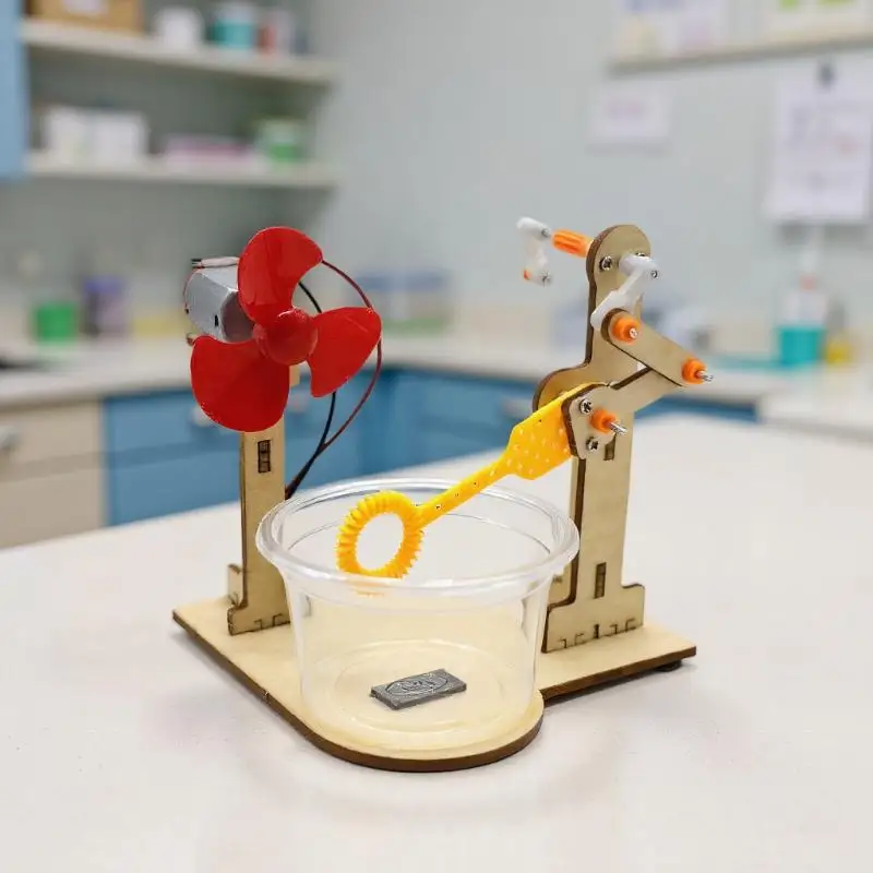 مجموعة تعلم آلة الفقاعات الخشبية المكرنك يدويًا للأنشطة العلمية للأطفال. #2