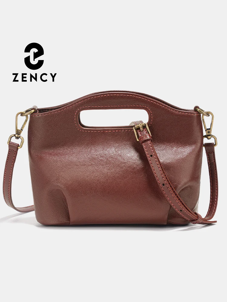 

Zency Women's Vegetable-tanned Leather Bag Simple Vintage Shoulder Handbag Small Design Crossbody Bags for Ladies 2025 New