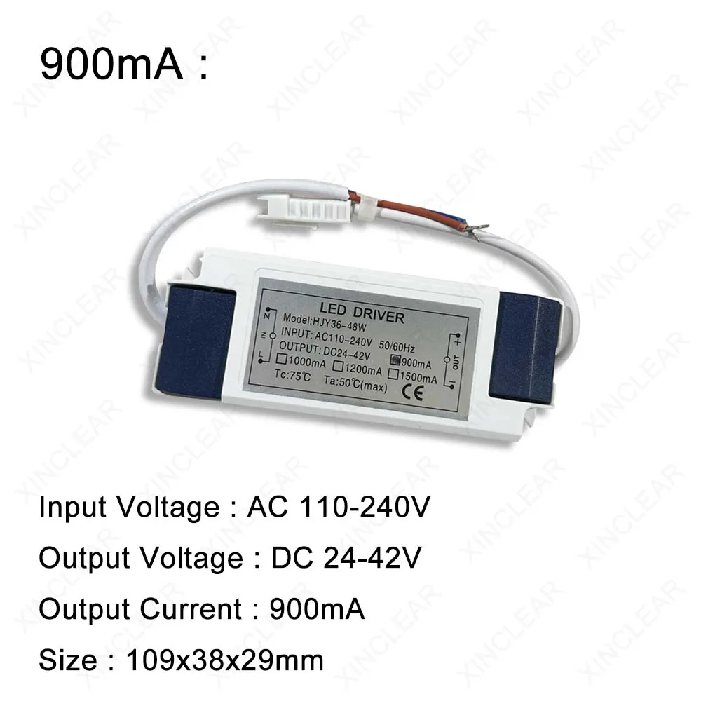 LED Driver Transformer 900mA 1200mA 1500mA 36W 40W 45W 48W 50W Light Power Supply Output DC24-42V External Driver DC Connector