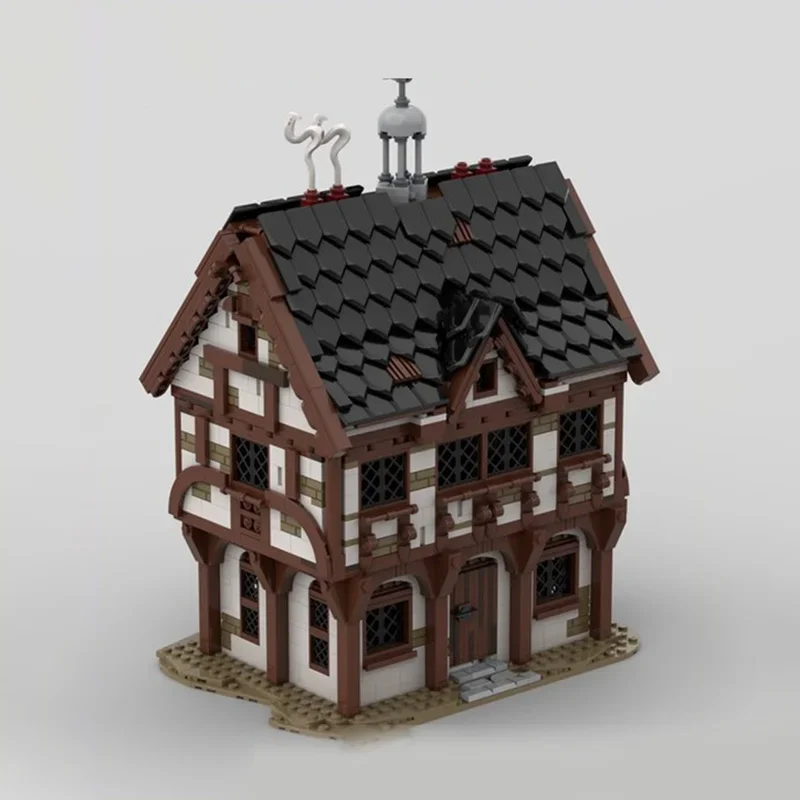 1548 stks MOC Middeleeuwse Markt Huis 2 Kasteel Modelbouw Kerstcadeaus Blokken Architectuur DIY Onderwijs Baksteen Speelgoed Kinderen