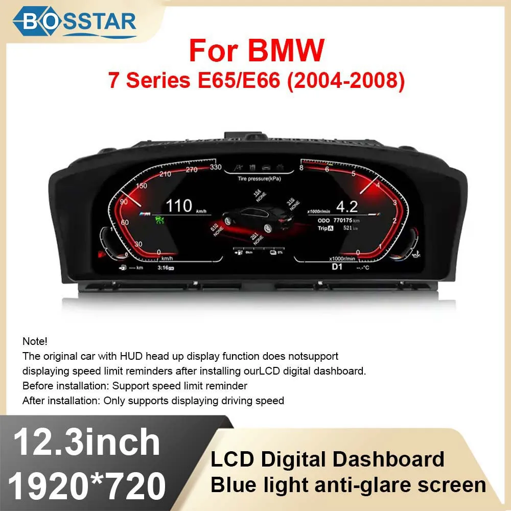 

12.3''Digital Instrument Cluster Speedometer For BMW 7 Series E65 2004-2008 LCD Dashboard Panel Display