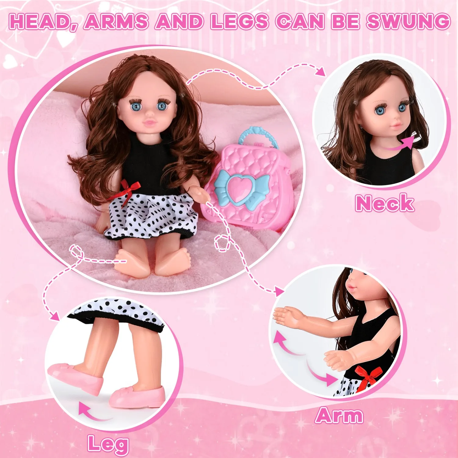 حزمة هدايا حفلات الأطفال |   مجموعة ملابس وإكسسوارات الدمى |   تتضمن الأقراط وحقيبة السفر والملابس والمزيد |   لطيف بين الوالدين والطفل