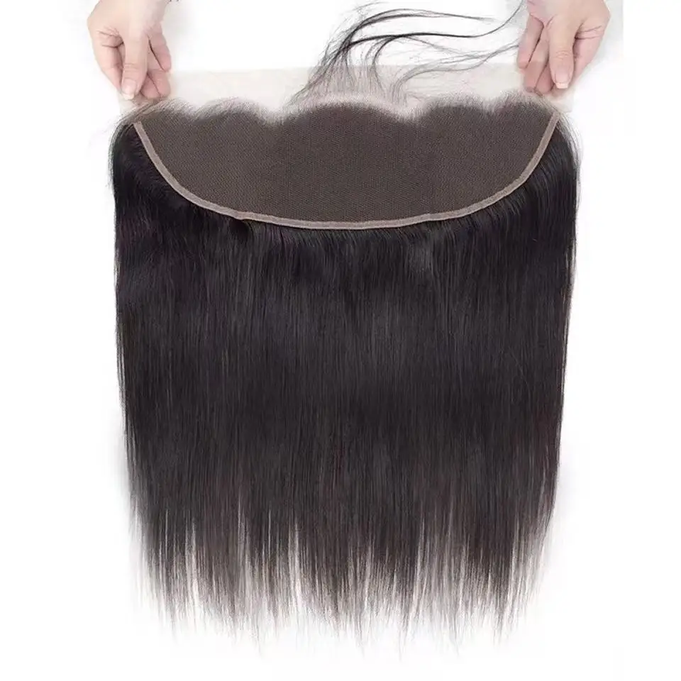 مستقيم 13x4 الدانتيل أمامي فقط الشعر البشري 13x4 الدانتيل الشفاف إغلاق أمامي الأذن إلى الأذن قبل قطعها البرازيلي عذراء الشعر #1