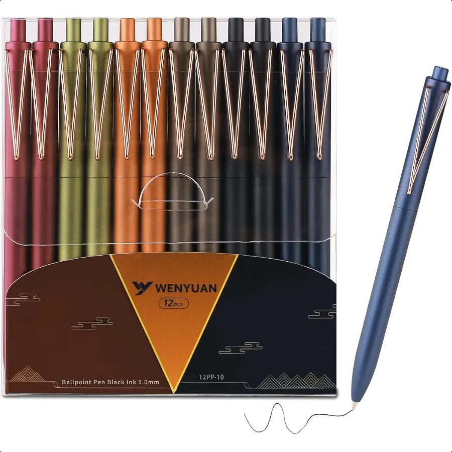 

Black Ballpoint Pens Fine Point 12pcs Black Ink 1.0 mm Aesthetic School Office plies Gift for Her