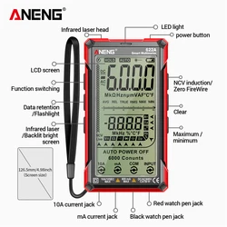 ANENG 622A cyfrowy multimetr 6000 liczy inteligentny multimetr z lampa laserowa czujnik napięcia wielofunkcyjnym narzędzie elektryczne