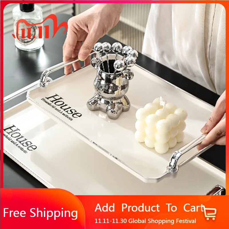 

Dining Jewelry Tea Tray Perfume Dessert Hospitality Breakfast Tea Tray Nordic Luxury Acrylic Living Room Bandejas Home Products
