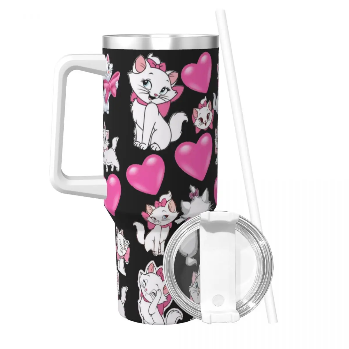 The Aristocats Marie Stainless Steel Tumbler Camping Car Mugs Large Capacity Thermal Mug Leakproof Hot Drinks Tea Water Bottle