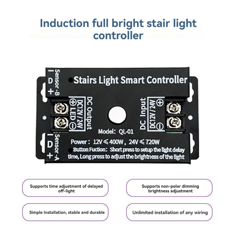 AA08-Sensor Full Bright Stair Lights Controller Sensor Light Bar Hallway Step Lights Ladder Walking Stairs Sensor Controller