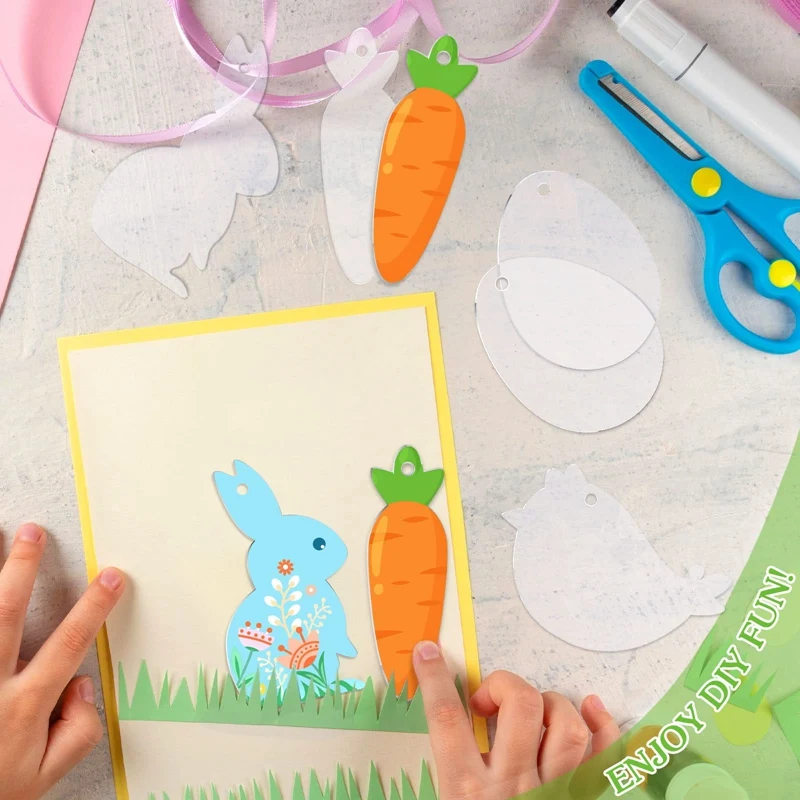 48 pezzi di ornamenti pasquali in acrilico grezzi appesi ornamenti per alberi trasparente coniglietto pulcino uovo carota per artigianato pasquale fai da te