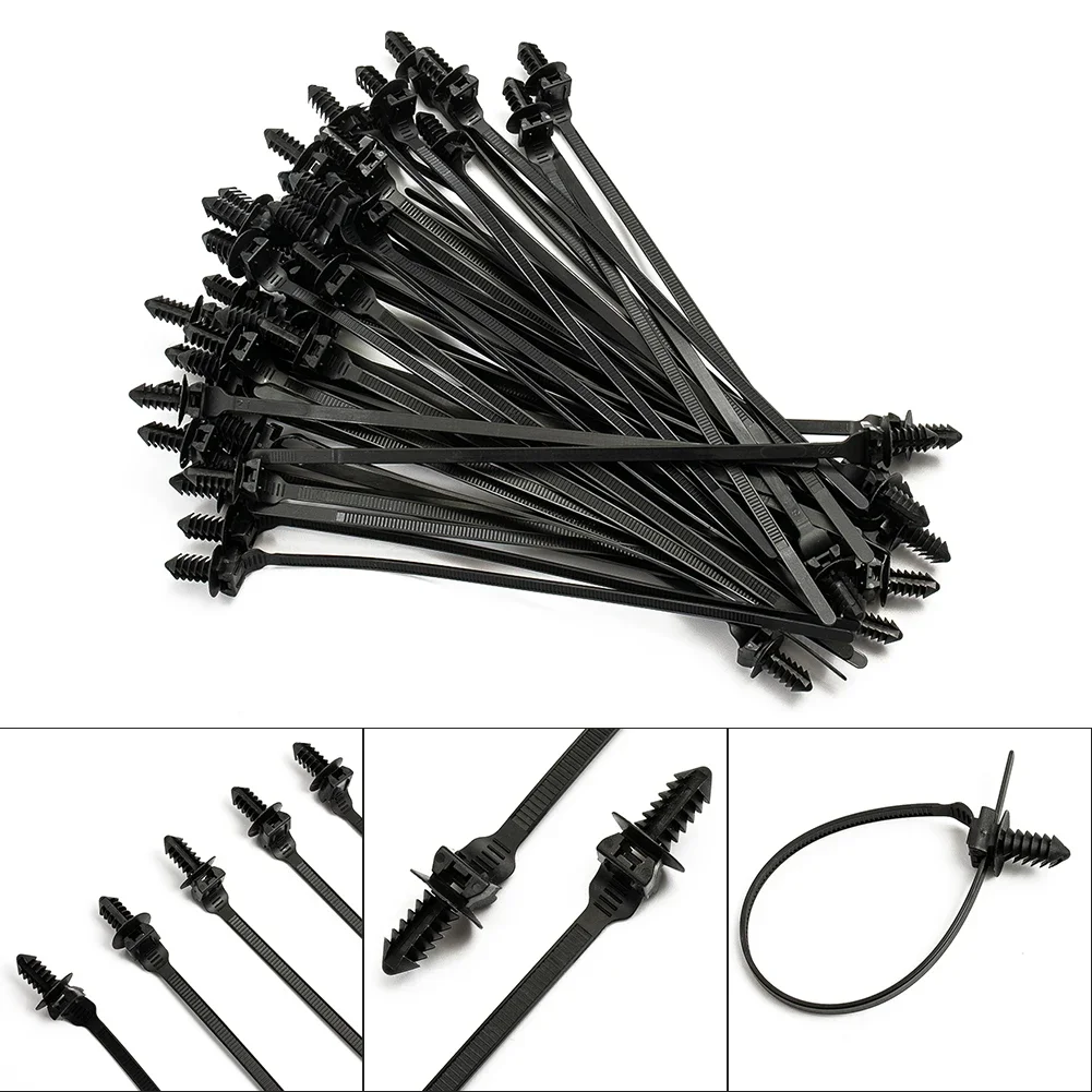 100/50Pcs Self-Locked Nylon Cable Tie Push Clips Wire Tie Released Zip Straps Car Pipe Cable Fastener Bundle Fixed Binding