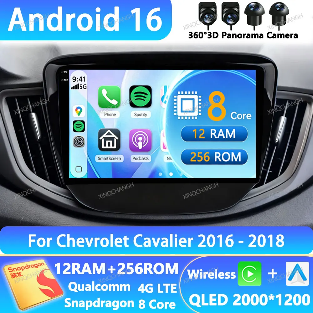 Android 16 Car Radio Carplay Auto For Chevrolet Cavalier 2016 2017 2018 Qualcomm GPS 2DIN Navigation BT Multimedia Video Player