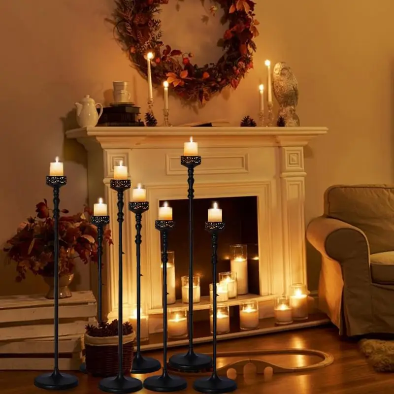 8-10 Pcs Metal Floor Candle Holder Centerpieces Stage Background Banquet Decoration Ornaments For Wedding Party Ceremony Decor