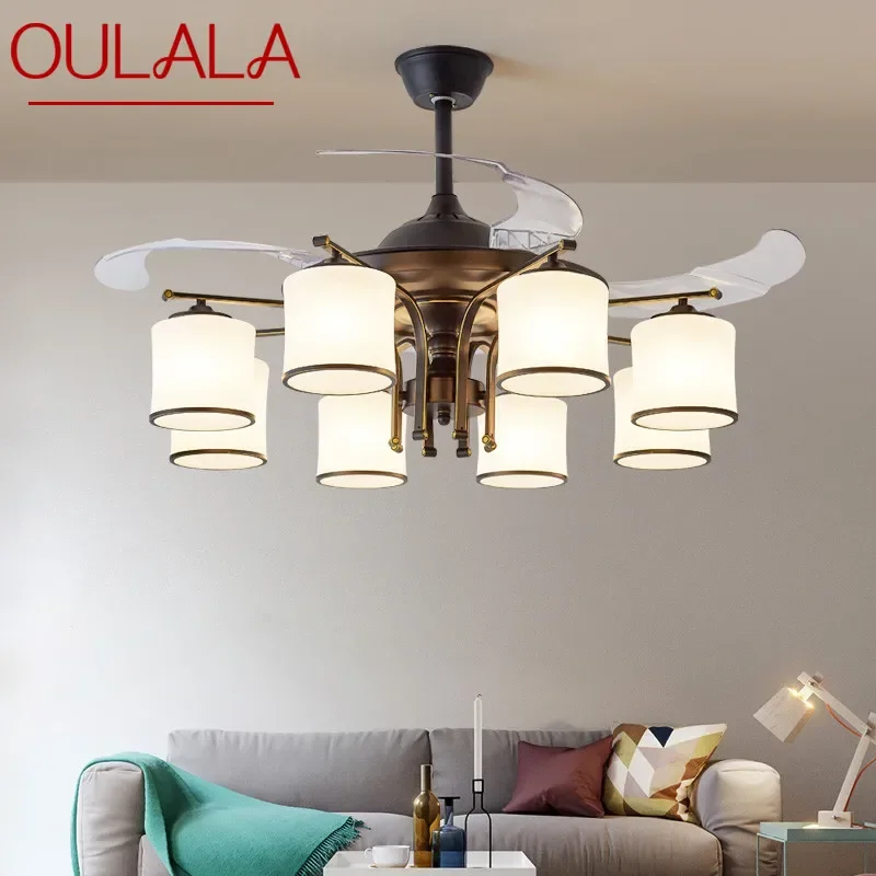 

OULALA Modern Stealth Fan Light Luxury Living Room Restaurant Bedroom Ceiling Fan Light Remote LED Electric Fan Light