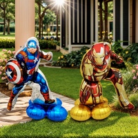 1pc New 3D Combination Marvel Iron Man Captain America Batman Aluminum Balloon Cartoon Toy Party Decoration