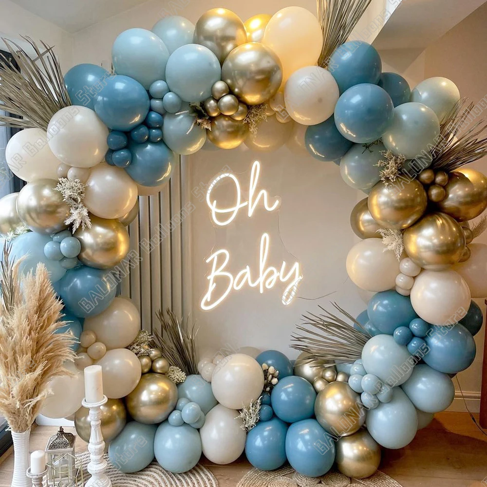 

142pcs Sea Blue Balloon Garland Arch Kit Chrome Metallic Latex Balloons Boy Birthday Party Wedding Decor Kids Baby Shower Globos