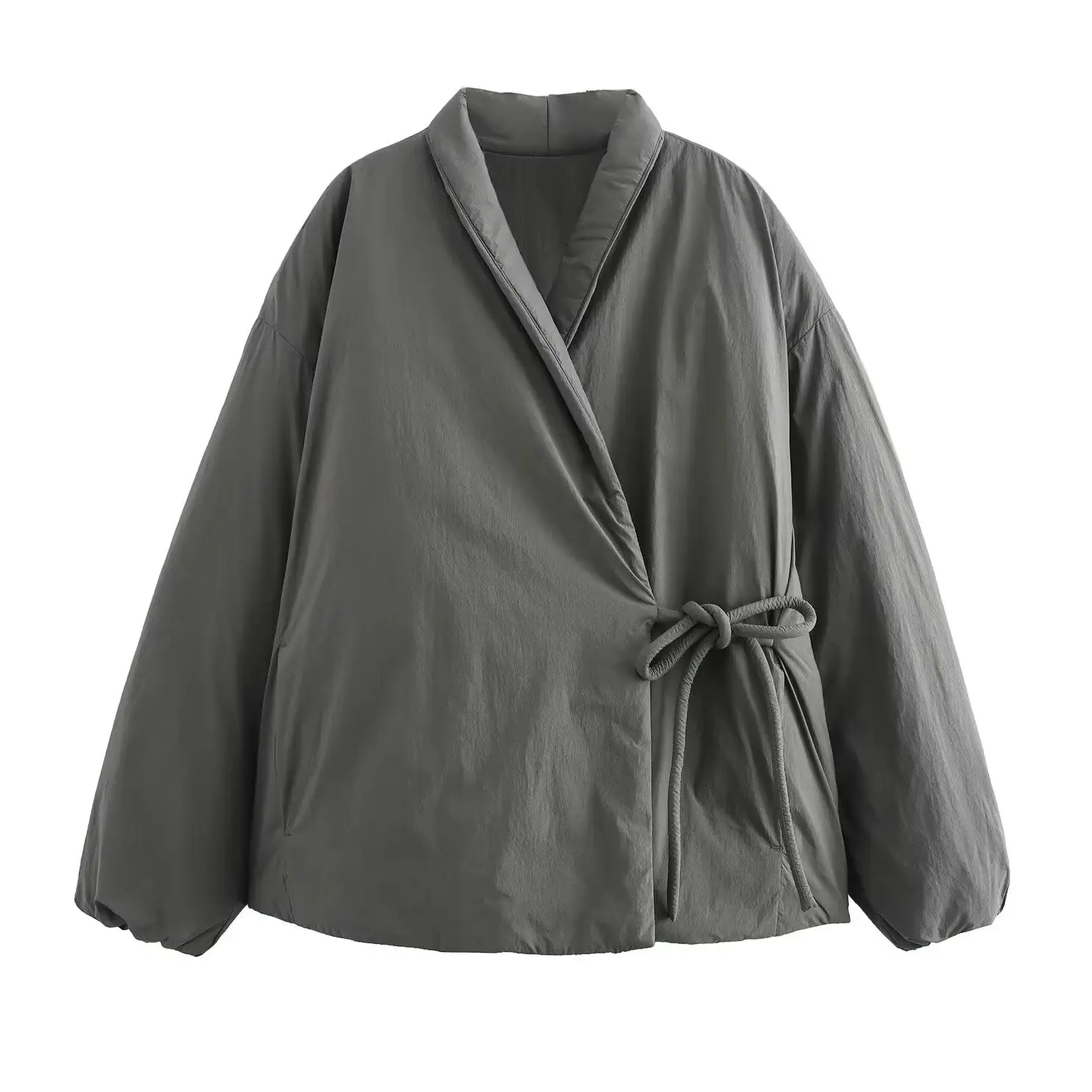 

KONDALA 2024, осенне-зимние женские повседневные однотонные пальто, двубортная куртка-кимоно, свободные модные куртки на шнуровке с бантом для женщин