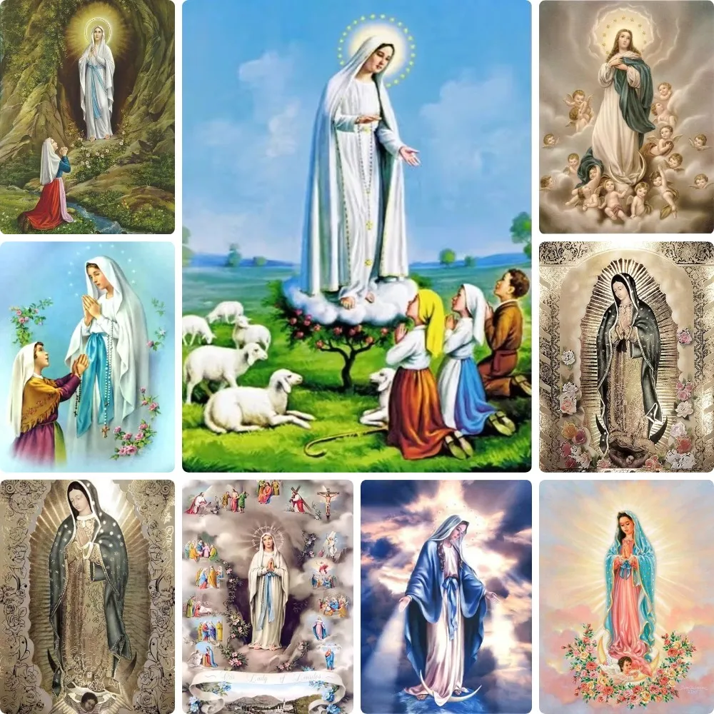 Peinture au diamant DIY Vierge Marie, plusieurs styles, décoration murale religieuse catholique, cadeau dévotionnel