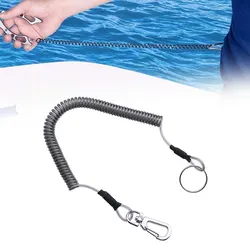 1pc Portable Key Lanyard Fishing Rope Key Chain Elastic Coil Stretch Tether Fashion Wire Spring Rope Lockable Metal Key Cord