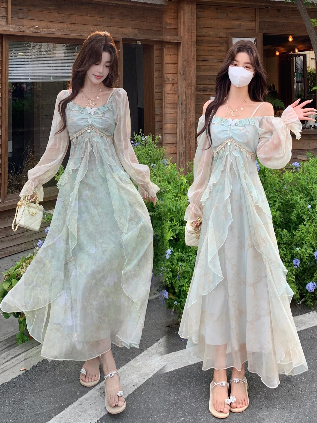 

Slimming Effect Princ Sle Long Sve Maxi Dr with oulder Baring And Flounce Hem for plus Size Women Autumn Wear
