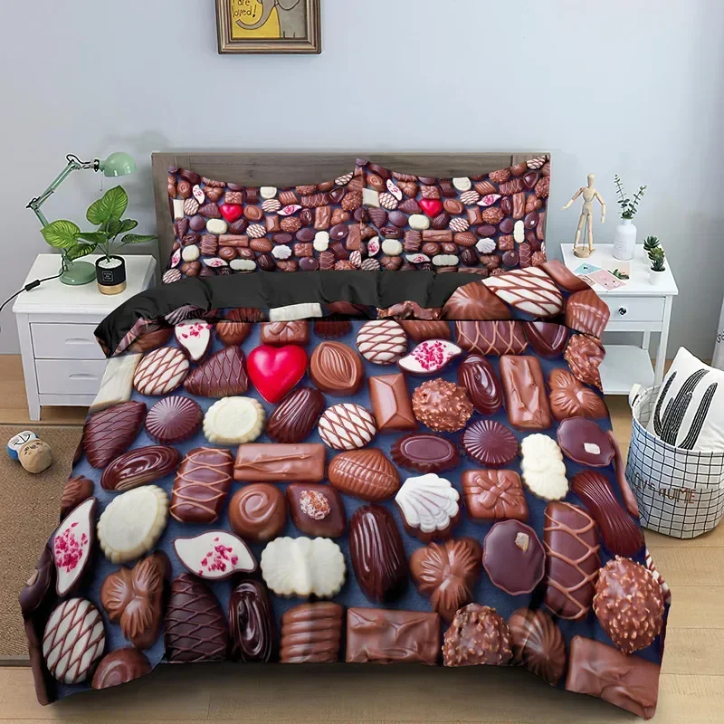 Chocolate Bedding Set Dessert Candy Duvet Cover Comforter Cover Sweet Food Girls Single Queen King 2/3pcs Polyester Quilt Cover