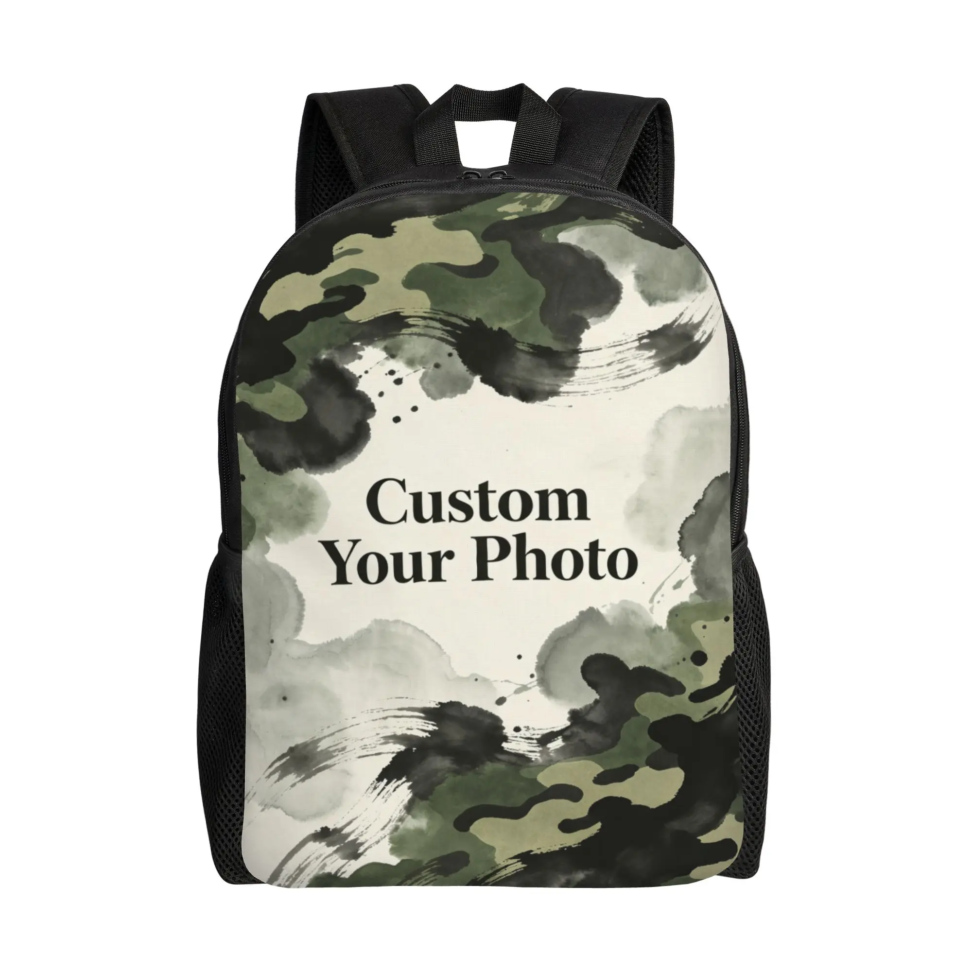 Custom Your Photo Logo Text Laptop Backpack Women Men Fashion Bookbag for College School Student Camouflage Bags