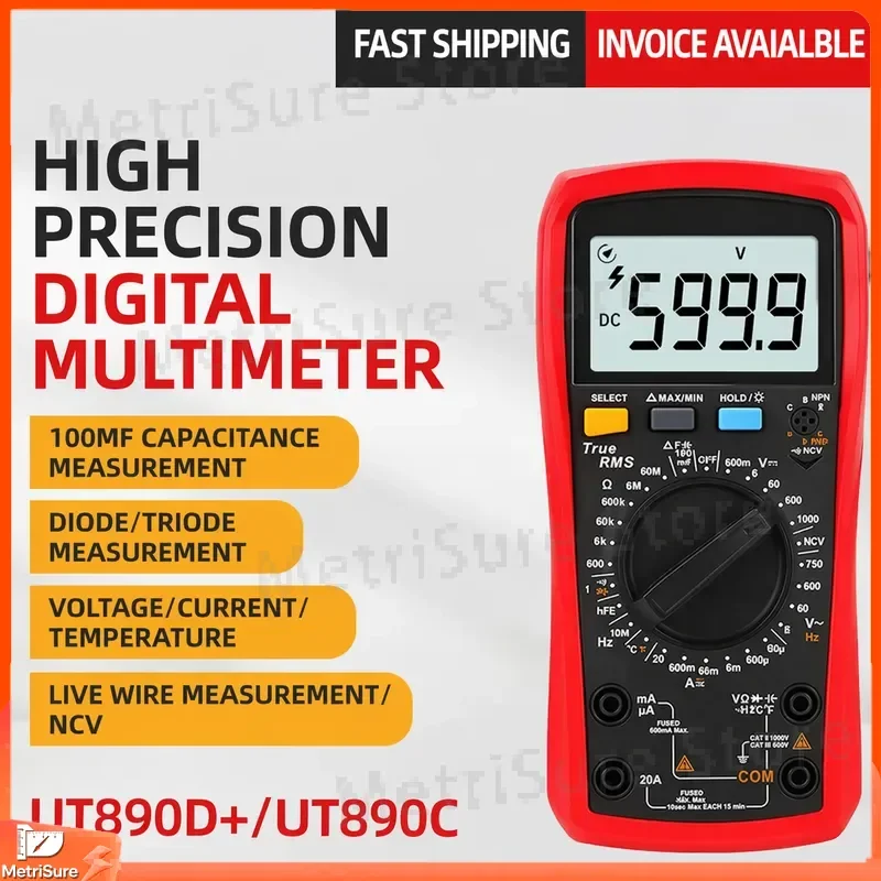 Digital Capacitance Meter Multimeter Tester for Capacitor ESR Value Measurement Voltage Resistance Continuity Diode Test with