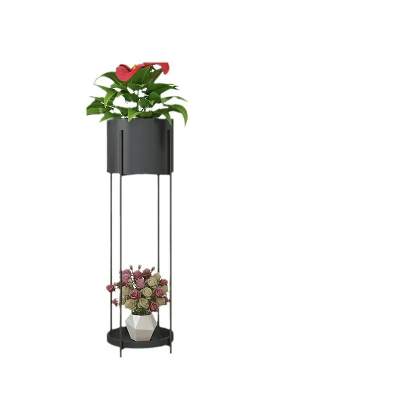 Nordic wrought iron flower stand modern simple living room indoor floor-to-ceiling dill flower pot stand balcony succulent