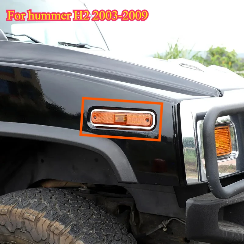 

car styling For Hummer H2 2003-2009 Stainless steel Silver Car Side Turn Signal Side Markers frame Stickers car accessories