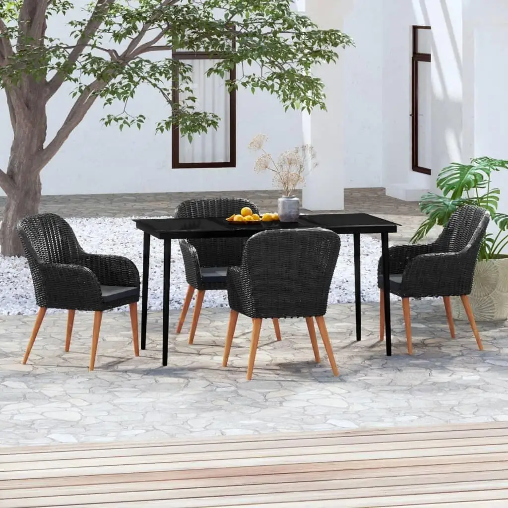 

Stylish Black Garden Dining Set Outdoor Furniture Table and Chairs for Patio Balcony Yard