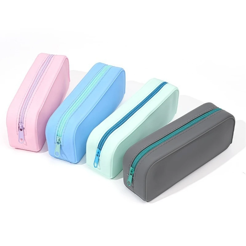 Multifunctional Pen Bag Zippered Silicone Pencil Case Large Capacity Waterproof Pencil Organiser Pouches For Student Kid