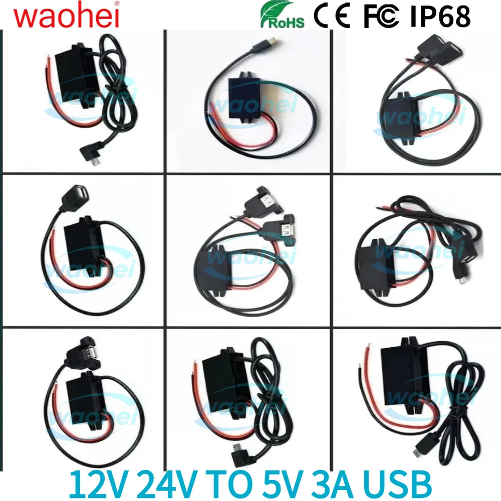 12V24V to 5V 3A DC-DC USB Step Down Car Power Converter with Reverse Protection Voltage Power Supply Output Adapter 15W CE ROHS