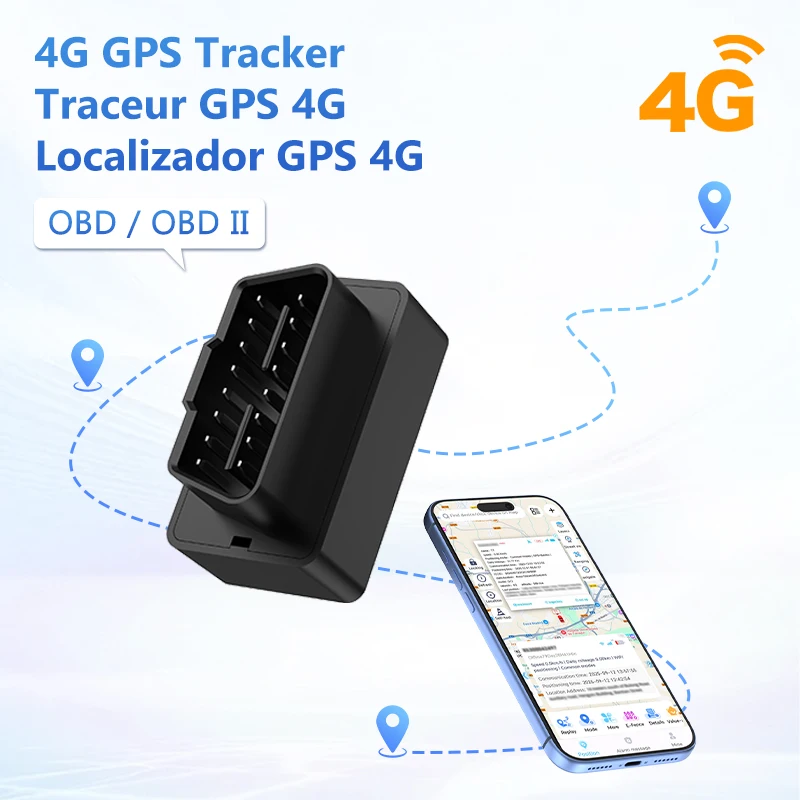 4G GPS OBD Car Tracker Plug Play OBD II GPS Tracker OBD2 Car GPS Tracking Device Vehicle GPS Locator Car Anti-Theft Free APP